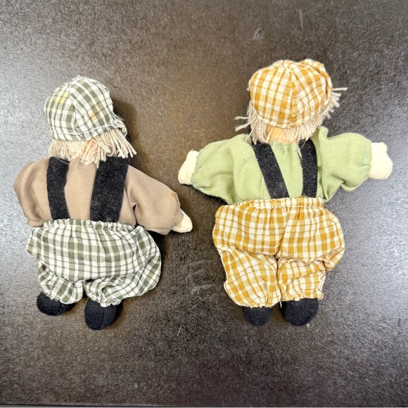 Two Small Porcelain Head (probably) DollsDressed with Suspenders, Shirt, Pants - Picture 2 of 7